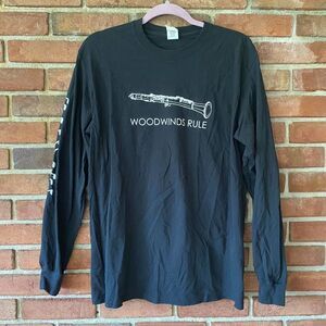 Woodwinds Rule Unisex Long Sleeve Clarinet Shirt Black Medium